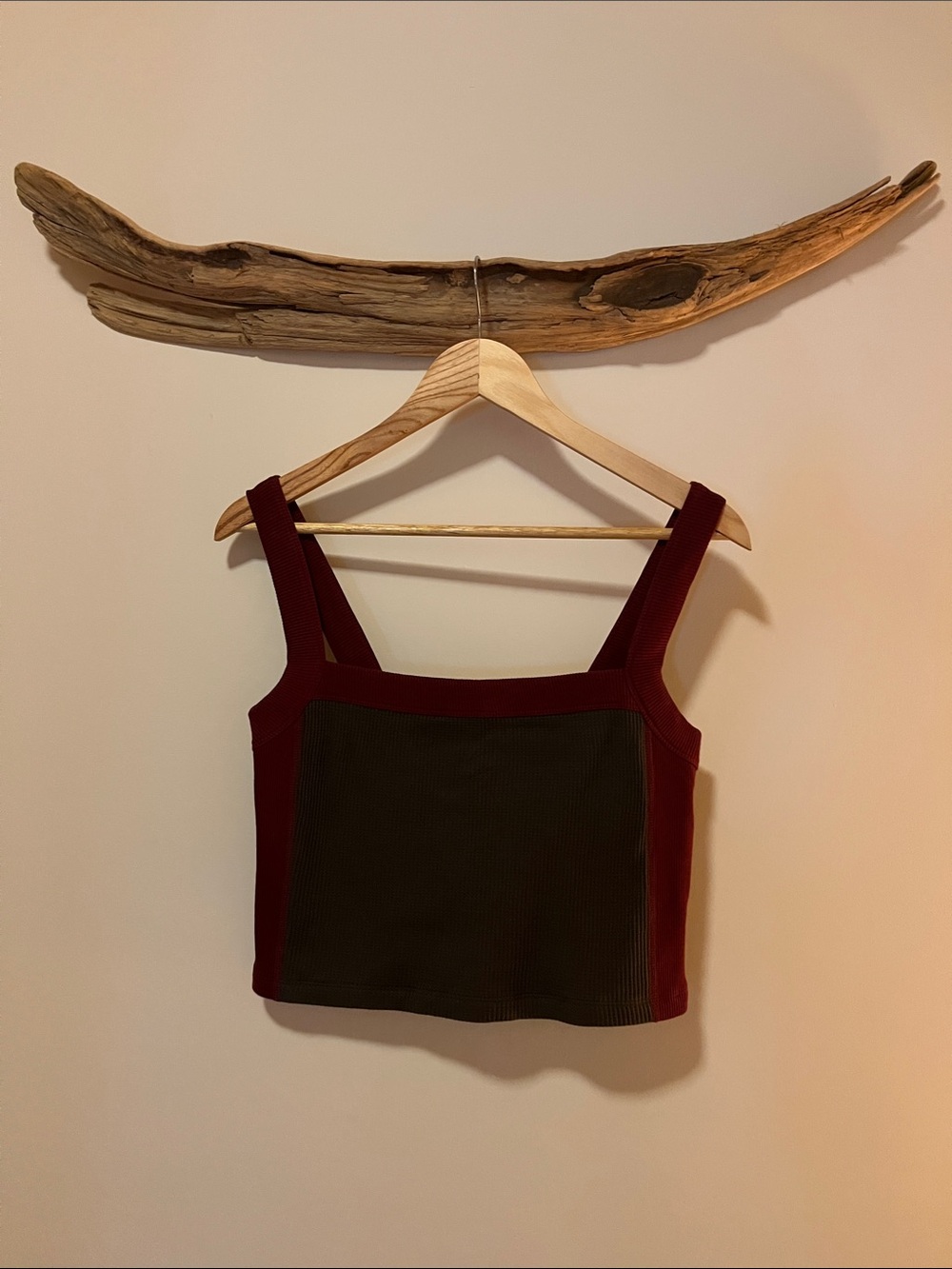 KOTN Colorblock Square-Neck Crop Tank Top